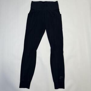 Nike Leggings Womens Small Black High Rise Cuffed Ankle Side Pocket Athletic